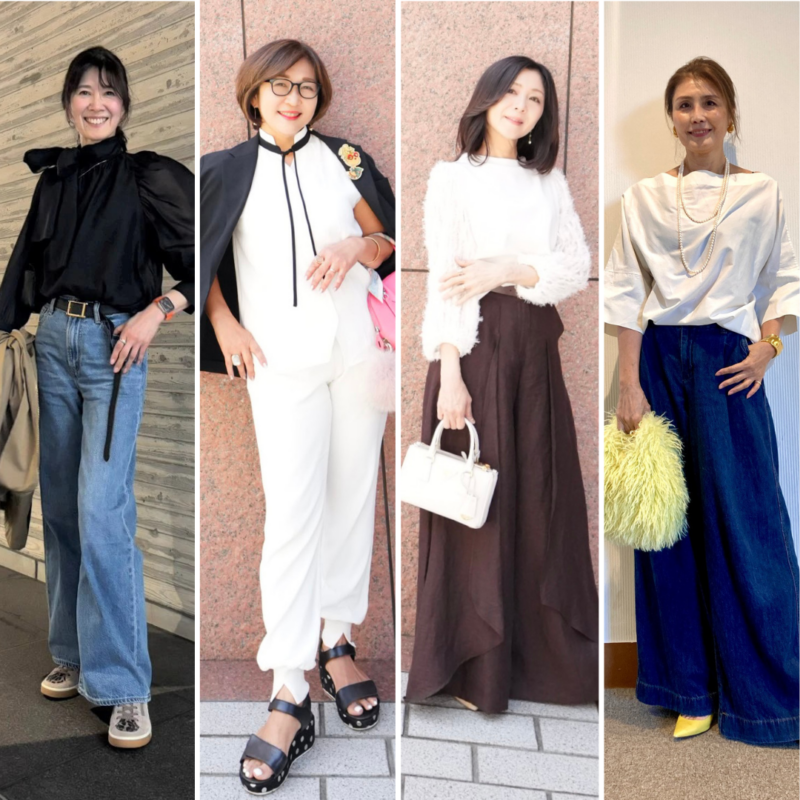 【第7位】【50・60代スナップ】パンツにはモノトーントップスを!バッグや足元で差をつけるセンス抜群の小物使いにも注目!