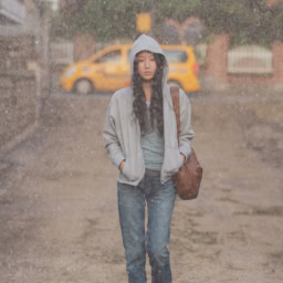 映画『サヨナラの引力』より雨に打たれながらさまようジョンウォン（ムン・ガヨン）