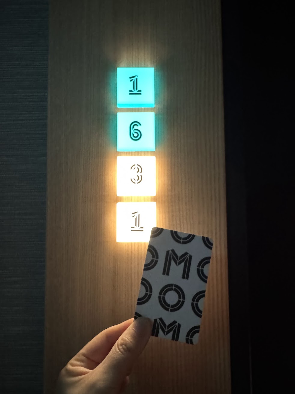 部屋が何階かで、部屋番号の色が変わります。16階は青でした