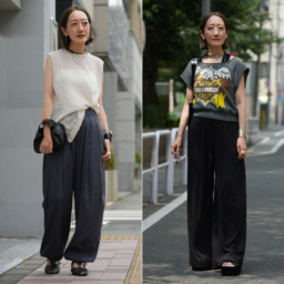 【60代ユニクロ活用】腰まわりがすっきり細見え！Tシャツ＆シアートップスで作る夏コーデ2選