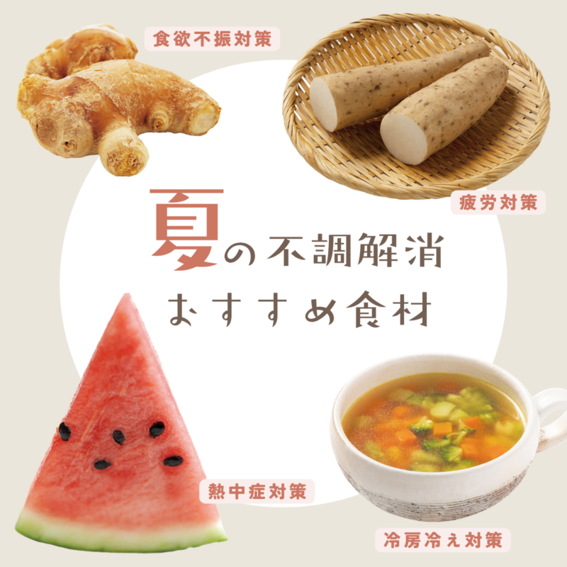 【60代薬膳養生】「冷房冷え」「食欲が出ない」「だるい」夏の不調は身近な食材で対策!不調別おすすめ食材4選