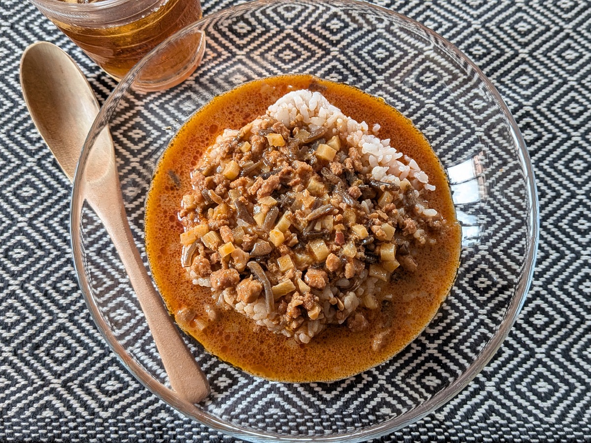 ごはんにかける 冷やしごま豆乳坦々スープ 180g(1人前) ¥350/無印良品