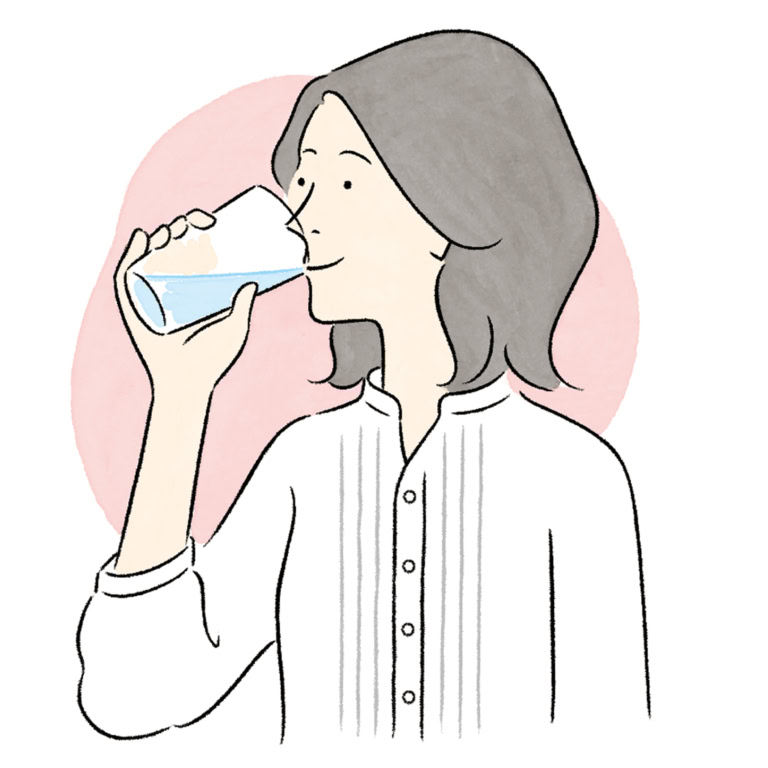 【1】コップ1杯(200~300㎖)の水分を摂る