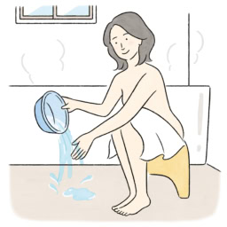 【2】手コップ1杯（200～300㎖）の水分を摂る