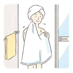 【5】ゆっくり湯船から上がり、すぐに体を拭く