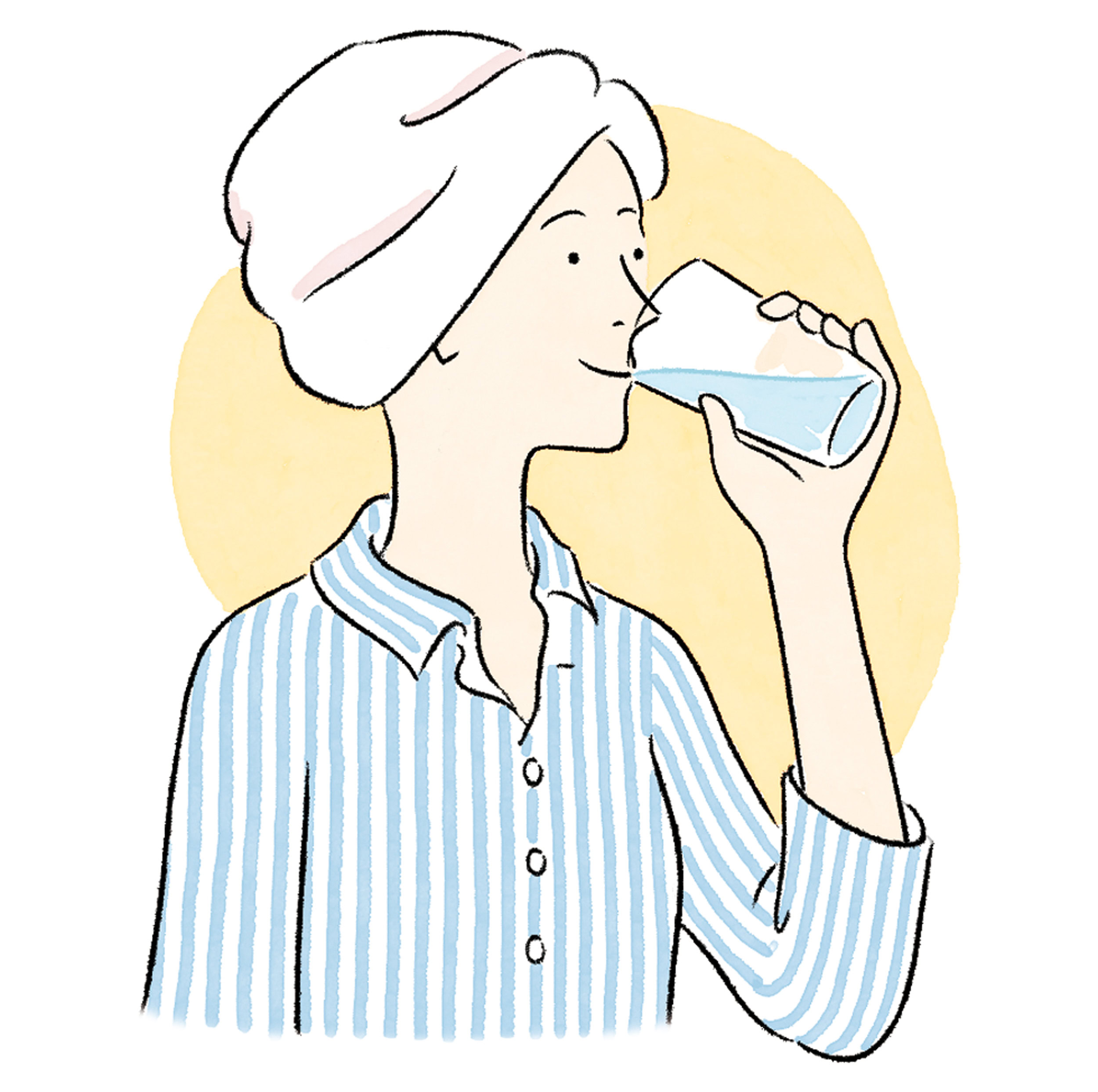 【6】コップ1杯（200～300㎖）の水分を摂る