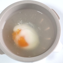 ダイソー　「電子レンジ調理器　半熟たまご風」　￥110（税込）