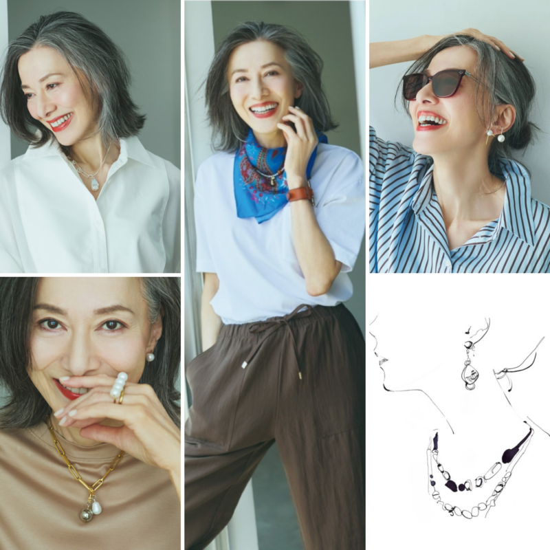【60代ファッション】シンプルコーデを「脱・地味見え」したい人必見!スタイリスト地曳いく子さんに教わる「アクセサリー」の合わせ方
