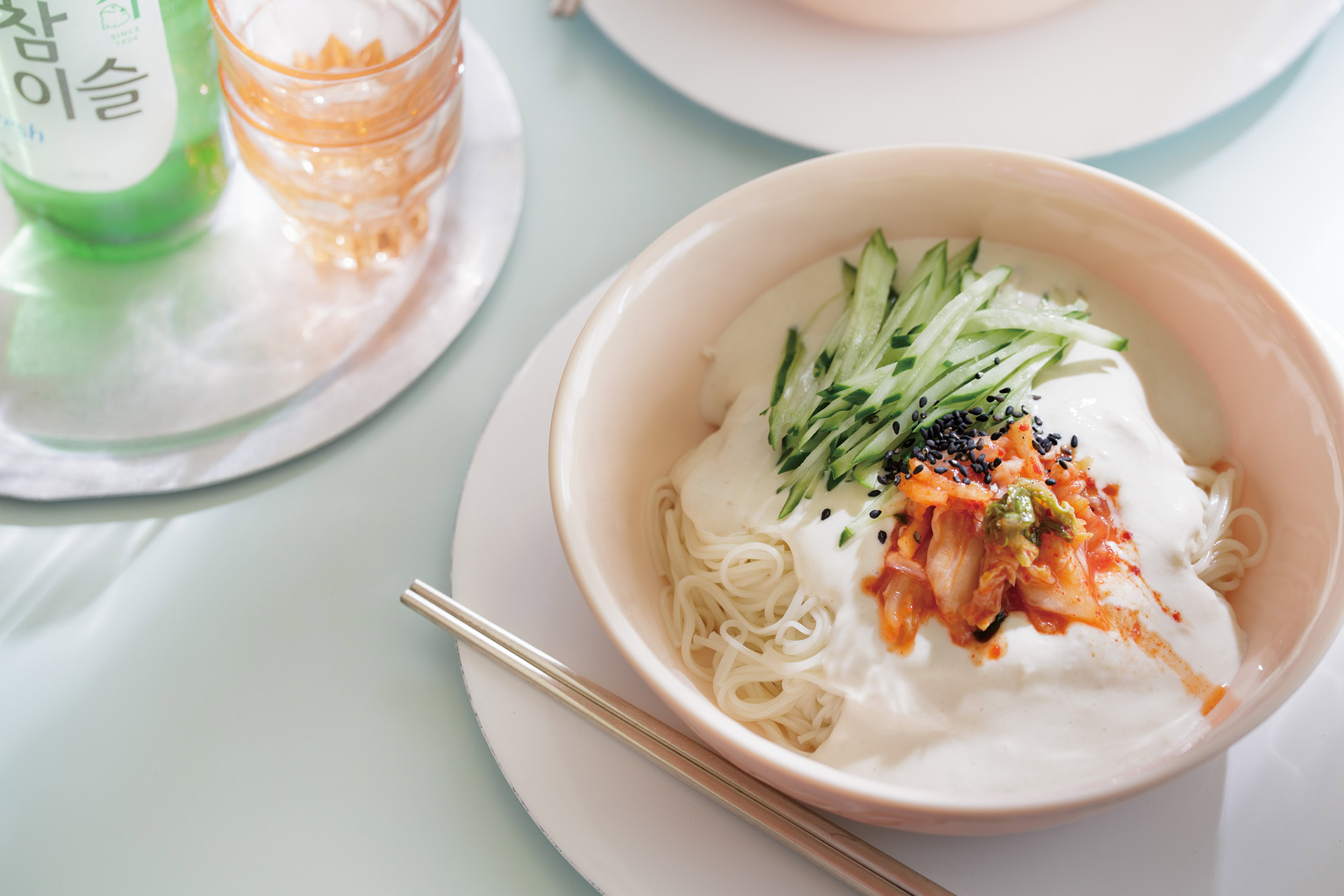キムチときゅうりの豆腐クリームそうめん