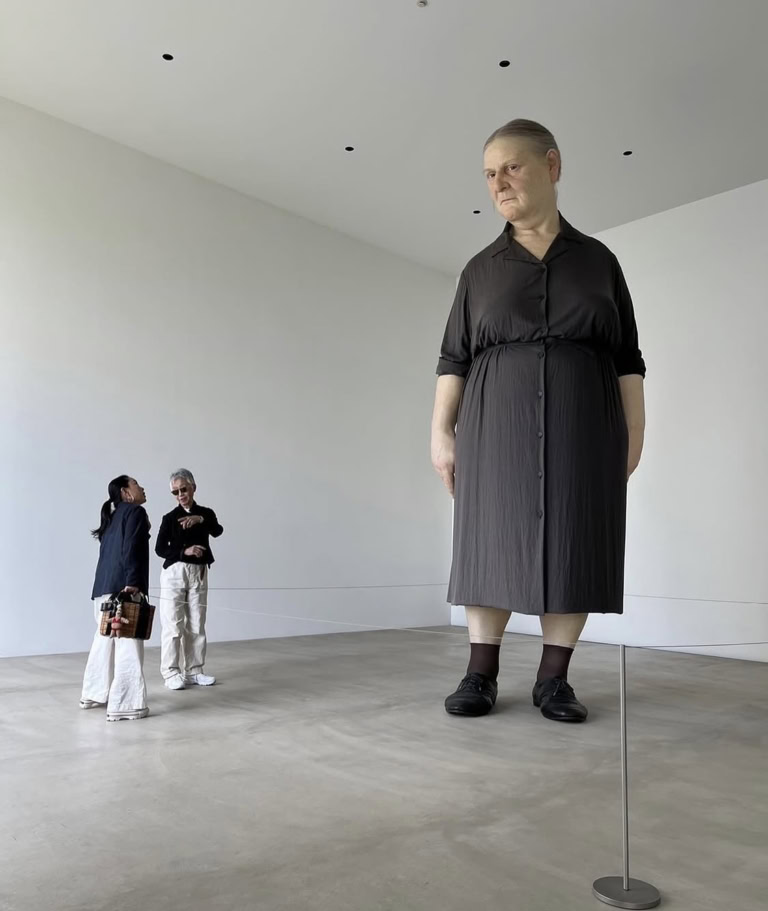 『素敵なあの人』の企画で訪れた十和田市現代美術館でルーシー・リーの作品を鑑賞する様子