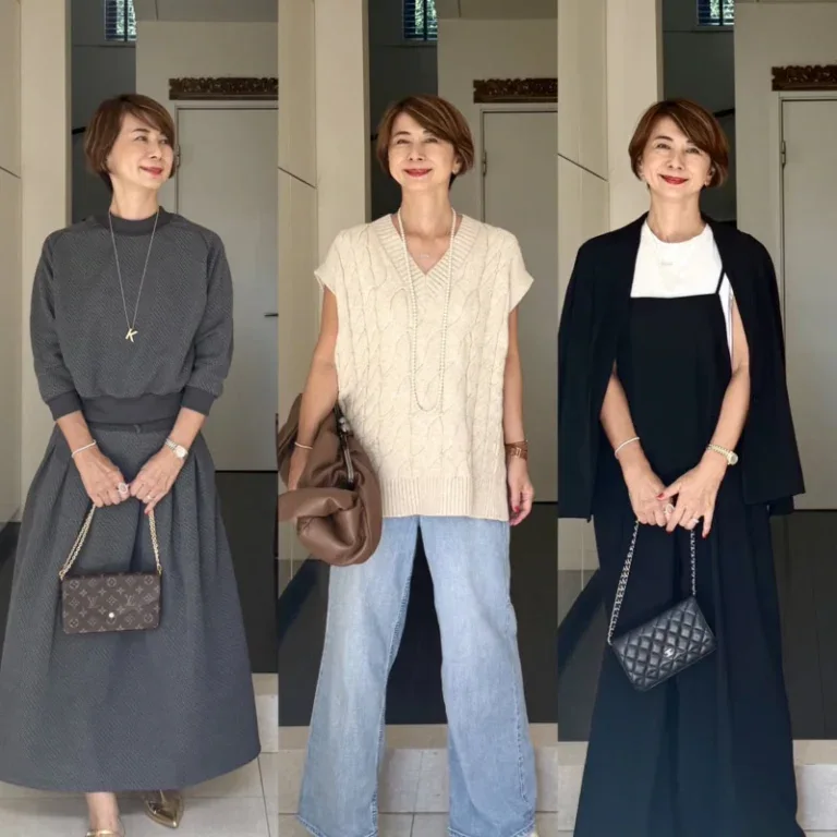 【第3位】【50代ファッション】食事会やお出かけにもぴったり!セ ットアップやニットベストで、季節の変わり目ならではのファッションを楽しむ 【近藤和子さん】