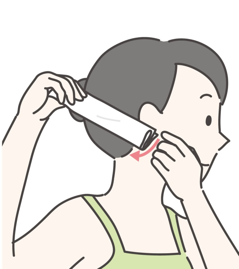 「ティッシュを耳の前から耳の後ろに向かって流す」
